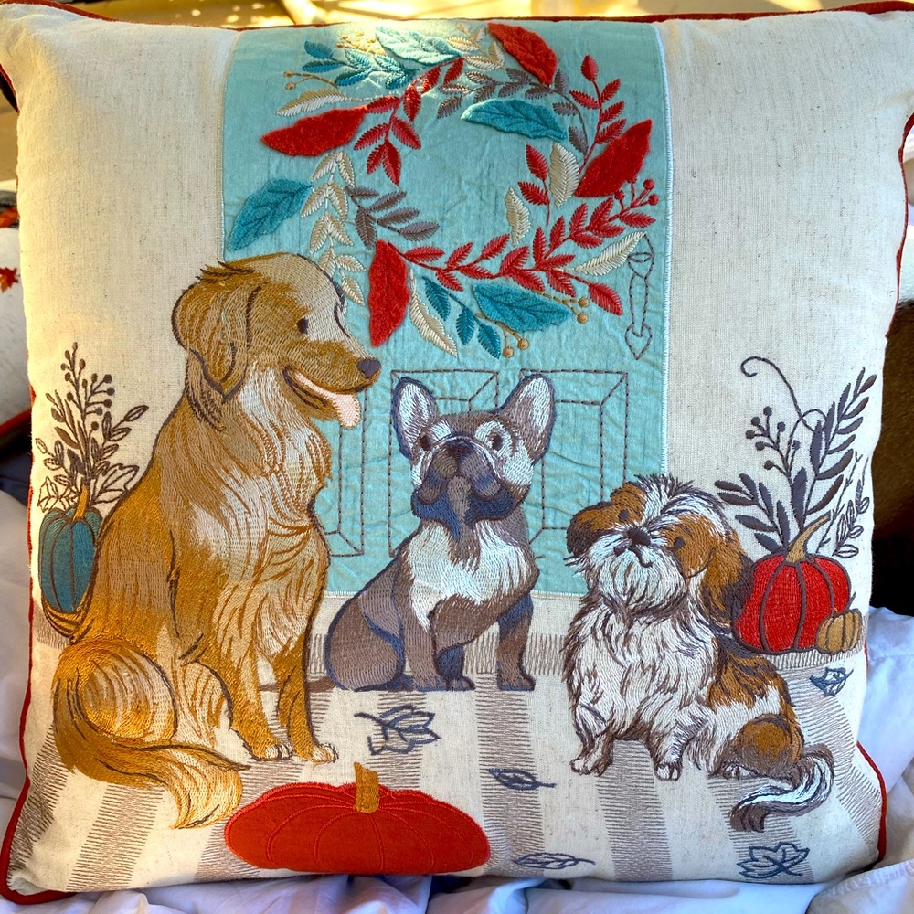 COPY - Fall Embroidered Dog Pillow - Picture 1 of 8